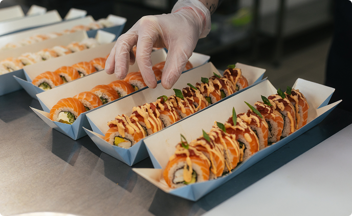 Sushi in boxes