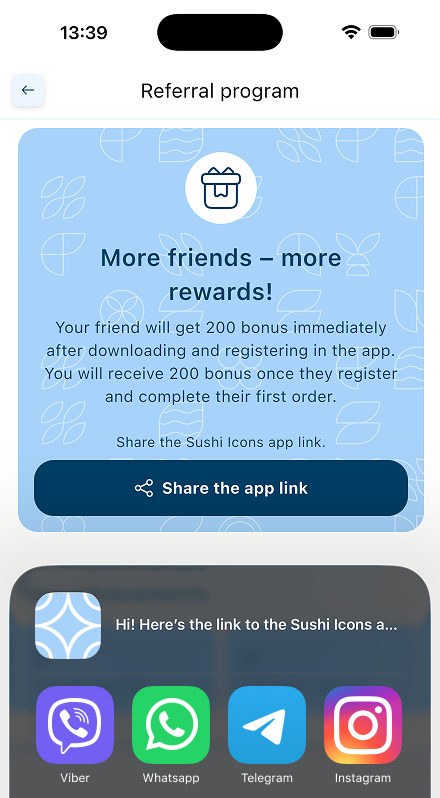 Choose a convenient messenger and send the link to a friend